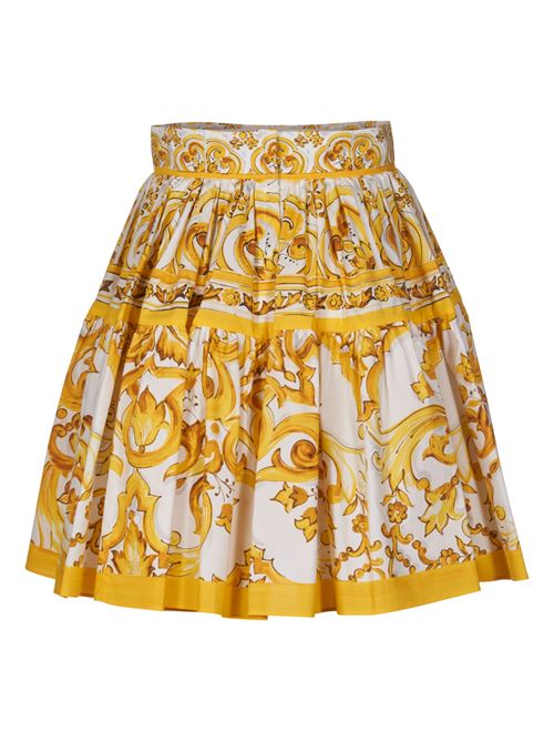 Short full skirt in Maiolica print cotton DOLCE & GABBANA | F4CB1THH5DVHG3TN